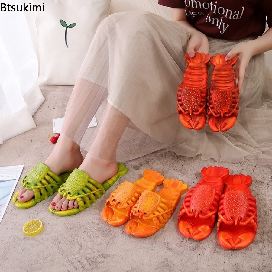 Women'S Shoes To Men'S Size - รองเท้าแตะลายการ์ตูนกุ้งมังกรสุดเท่ รุ่นใหม่ประจำปี 2026 สำหรับฤดูร้อน พื้นนุ่มทำจาก PVC
