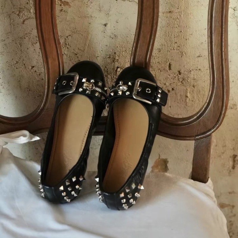 Women Shoes Size - รองเท้าส้นเตี้ยหัวกลมแบบมีสายรัดหนังสำหรับผู้หญิง รุ่น Mary Jane