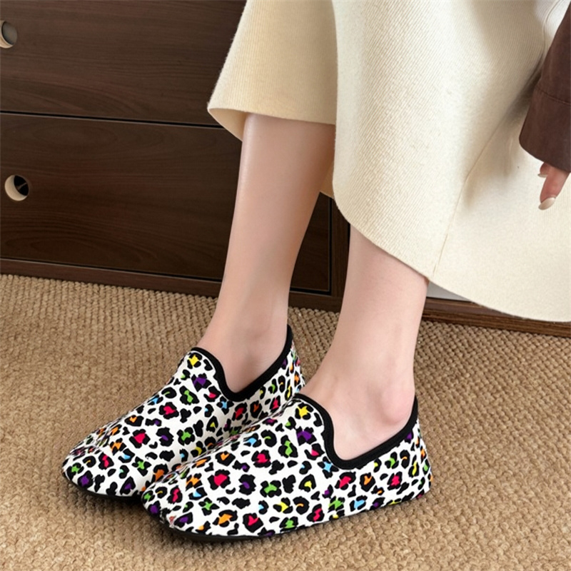 Loafer Flat Women - รองเท้าผ้าฝ้ายฤดูหนาวสำหรับผู้หญิง ลายเสือดาว รองเท้าแตะอุ่น น้ำหนักเบา รองเท้าแตะผ้าพลัฌสำหรับผู้หญิง รองเท้าผ้าฝ้ายแบบสวมใส่ในบ้าน