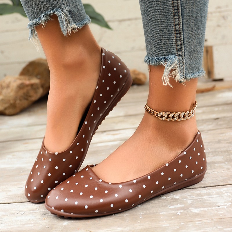 รองเท้าส้นเตี้ยสีขาวลายจุดสำหร - Loafer Flat Women บทวิจารณ์และราคา