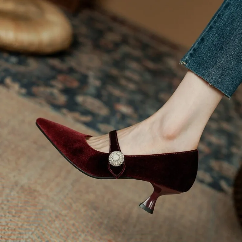รองเท้าส้นเข็มแบบแมรี่เจนหัวแห - Women Shoes Size บทวิจารณ์และราคา
