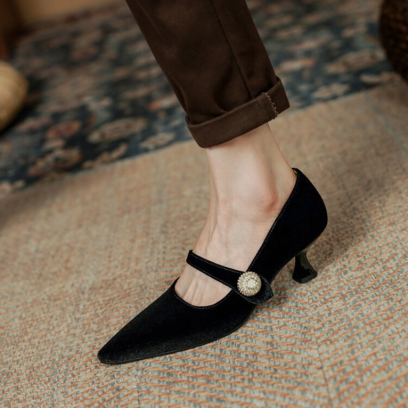 รองเท้าส้นเข็มแบบแมรี่เจนหัวแห - Women Shoes Size บทวิจารณ์และราคา