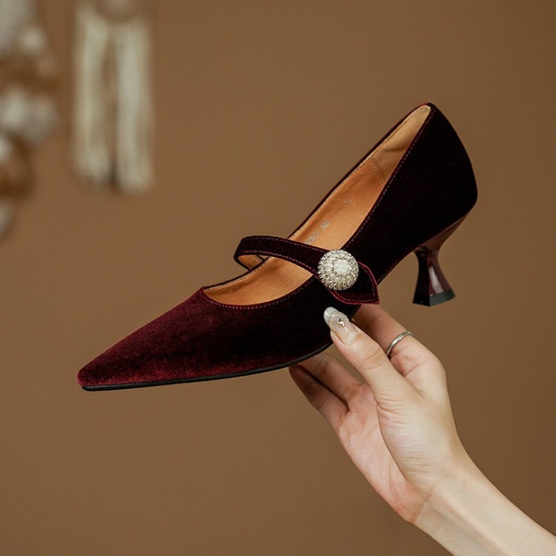 รองเท้าส้นเข็มแบบแมรี่เจนหัวแห - Women Shoes Size บทวิจารณ์และราคา
