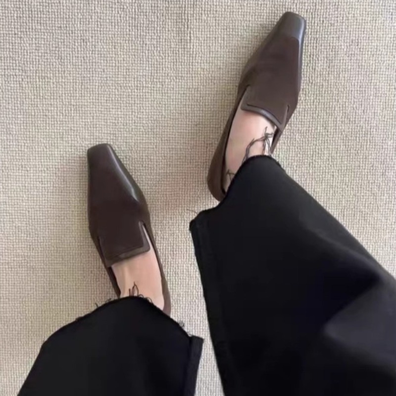 รองเท้าส้นเตี้ยทรงเหลี่ยมแบบสว - Women Shoes Size บทวิจารณ์และราคา