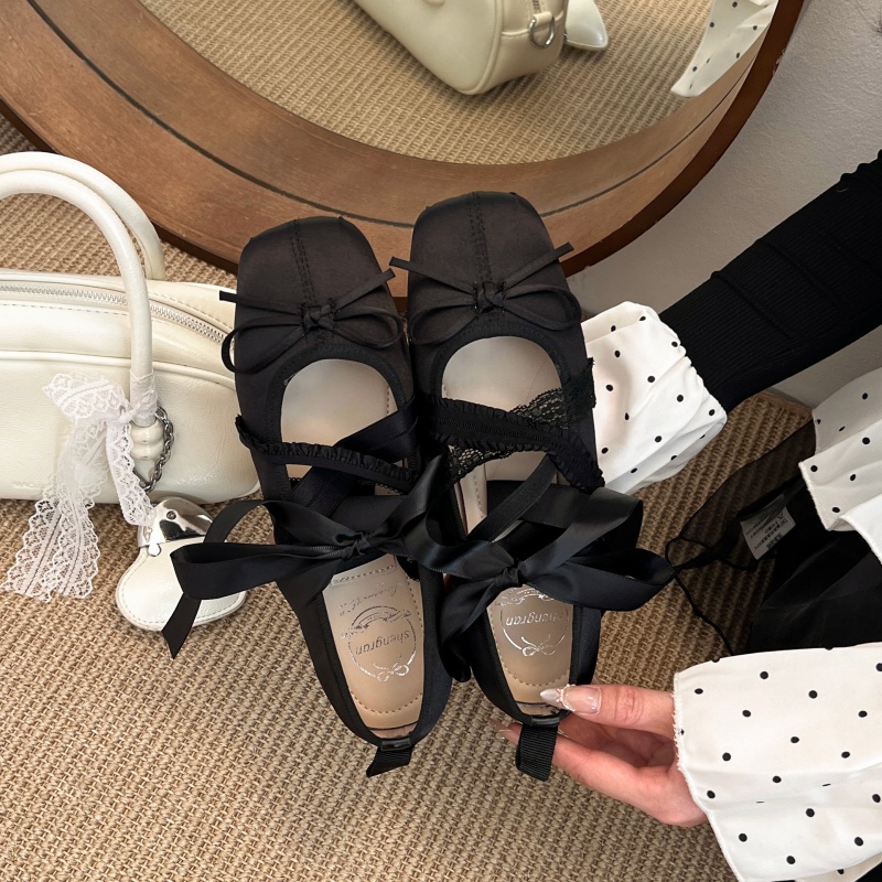 รองเท้าบัลเล่ต์แบบผูกเชือก สไต - Women Shoes Size บทวิจารณ์และราคา