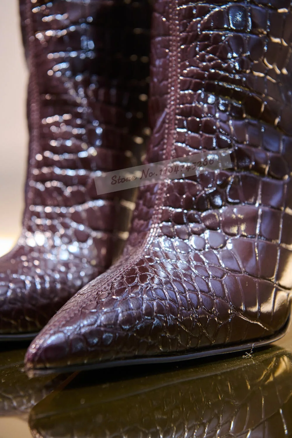 Burgundy จระเข้บางรองเท้าส้นสู - Women'S Shoes Burgundy บทวิจารณ์และราคา