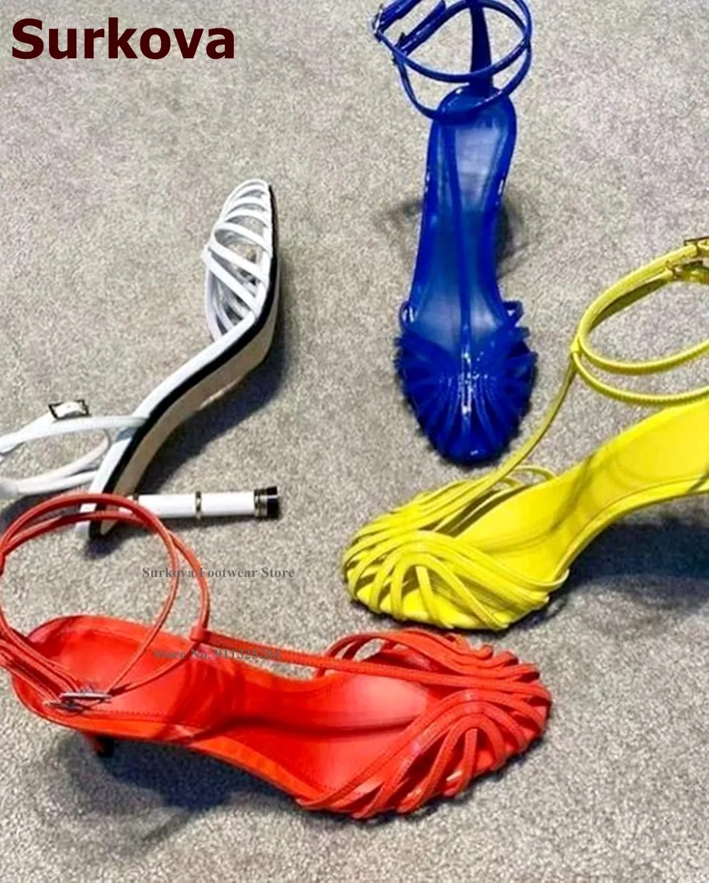 Surkova Matte หนังบาง Strappy  - Strappy Heeled Sandals บทวิจารณ์และราคา