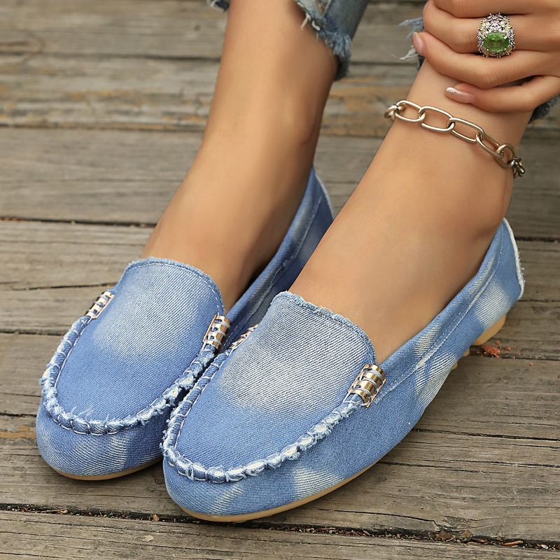 รองเท้าโลฟเฟอร์แบบสวมสีฟ้าอ่อน - Loafer Flat Women บทวิจารณ์และราคา