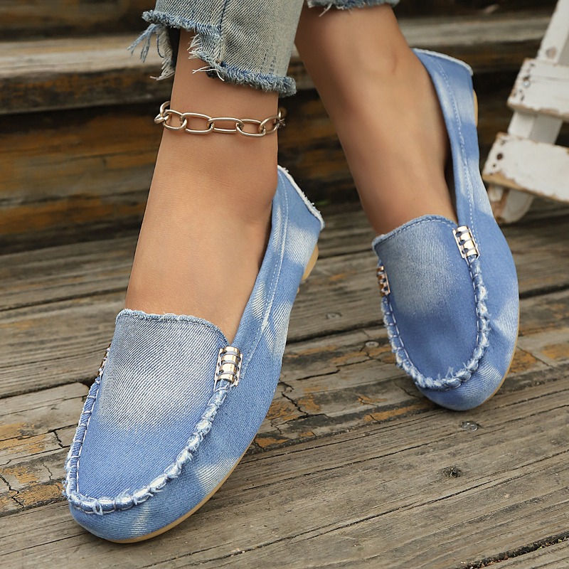รองเท้าโลฟเฟอร์แบบสวมสีฟ้าอ่อน - Loafer Flat Women บทวิจารณ์และราคา