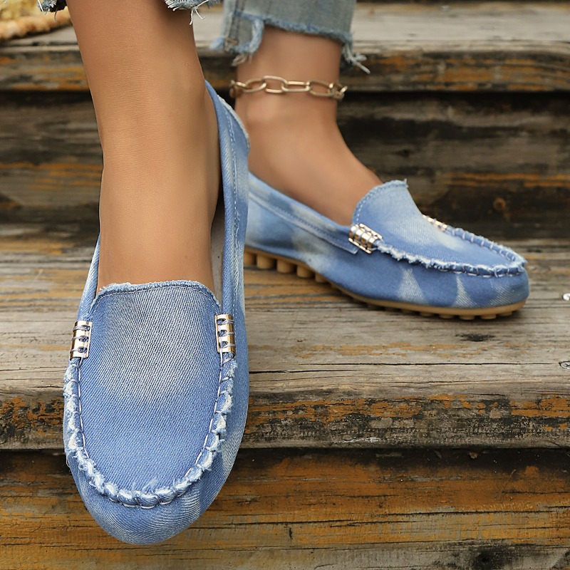 รองเท้าโลฟเฟอร์แบบสวมสีฟ้าอ่อน - Loafer Flat Women บทวิจารณ์และราคา