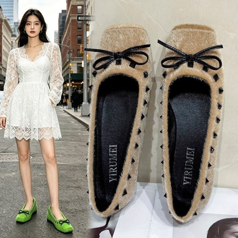 รองเท้าส้นแบนหัวเหลี่ยมสไตล์ฝร - Loafer Flat Women บทวิจารณ์และราคา