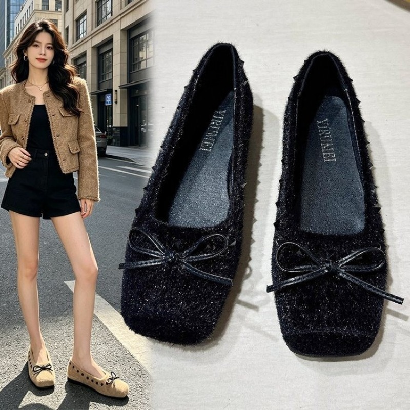 รองเท้าส้นแบนหัวเหลี่ยมสไตล์ฝร - Loafer Flat Women บทวิจารณ์และราคา