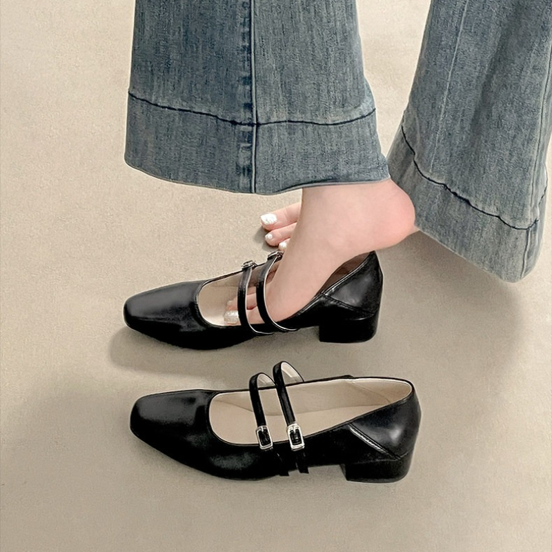 รองเท้าส้นเตี้ยทรงเหลี่ยมสำหรั - Women Shoes Size บทวิจารณ์และราคา