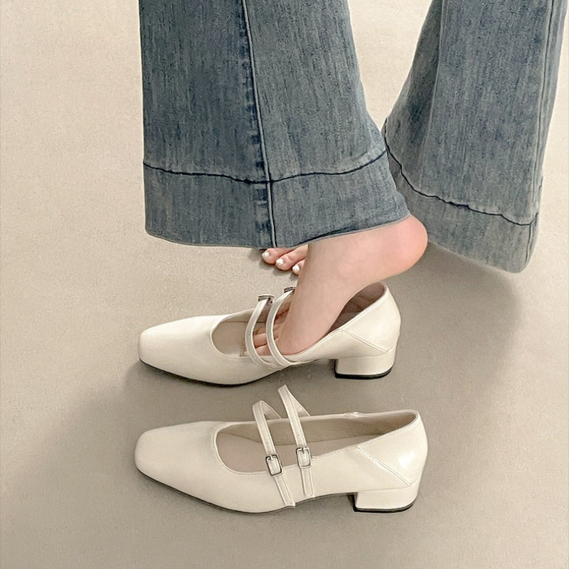 รองเท้าส้นเตี้ยทรงเหลี่ยมสำหรั - Women Shoes Size บทวิจารณ์และราคา