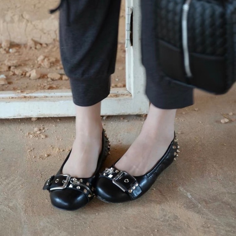 รองเท้าส้นเตี้ยหัวกลมแบบมีสายร - Women Shoes Size บทวิจารณ์และราคา