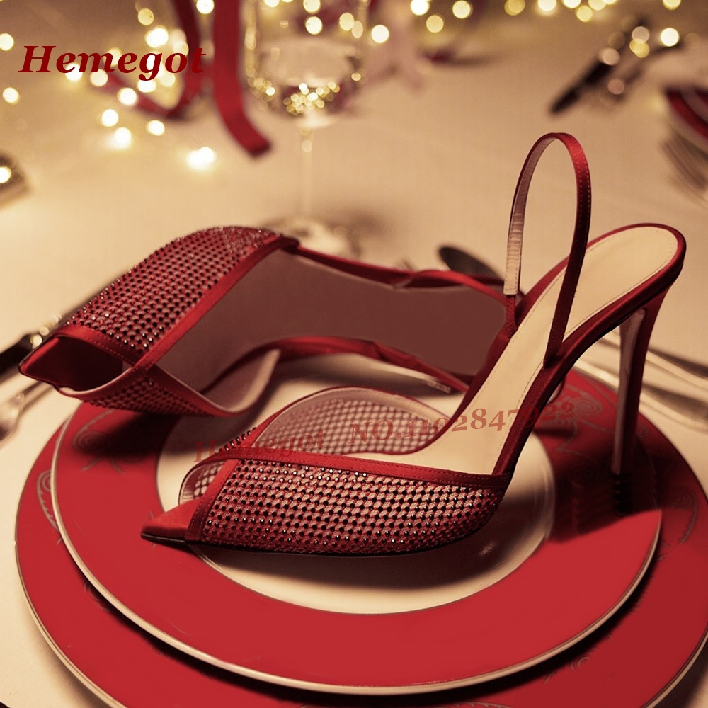 รองเท้าส้นสูงแบบสวมเปิดส้น ผ้า - Women'S Shoes Burgundy บทวิจารณ์และราคา