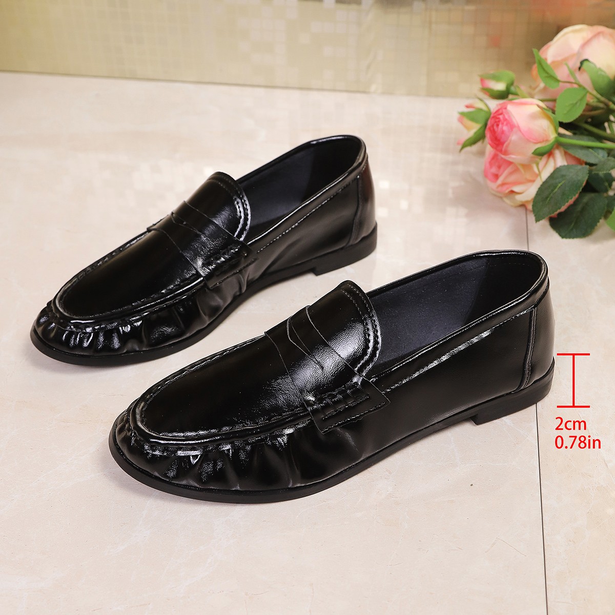 รองเท้าแฟลตสไตล์อังกฤษสีดำสำหร - Loafer Flat Women บทวิจารณ์และราคา